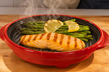 Fish and asparagus made with Rocket Chef Turbo Grill