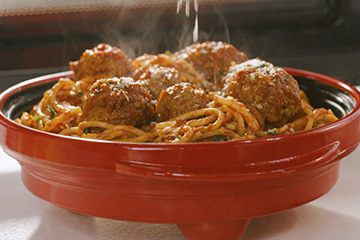 Spaghetti and meatballs made with Rocket Chef Turbo Grill
