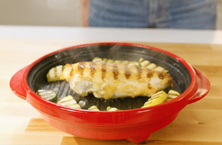 Fully cooked chicken meal with Rocket Chef Turbo Grill